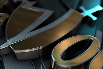 create 3d chrome metal silver logo intro