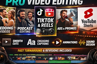 do wedding video editing podcast video editing ads tik tok instagram reel