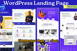 create a responsive wordpress landing page design, elementor landing page