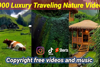 create 1000 luxury traveling, yoga , nature short videos for youtube channel