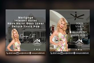 design real estate fb ig ads, ecommerce social media posts
