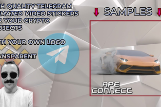 create telegram animated video stickers package for crypto projects