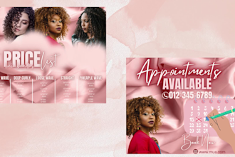 design hair and lash extensions, beauty, and spas saloon flyers