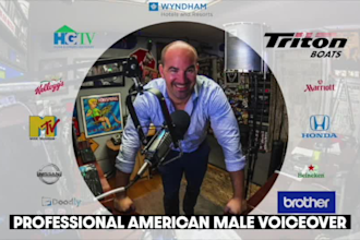 quickly record a pro american male voice over in english
