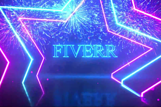 do colorful neon glow countdown timer or intro video with text or logo for event