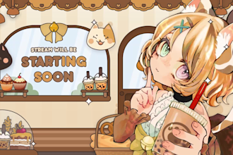 design cute anime vtuber stream overlay twitch youtube