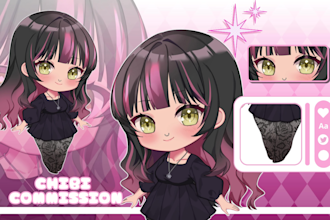 draw custom twitch emotes, chibi emotes, animated emotes, vtuber for stream