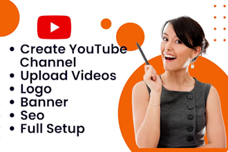 create full setup youtube channel  and upload videos with SEO