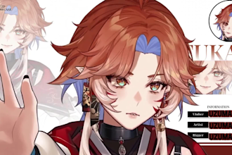 draw male n female 2d vtuber model, live2d rigging, live2d character, anime art
