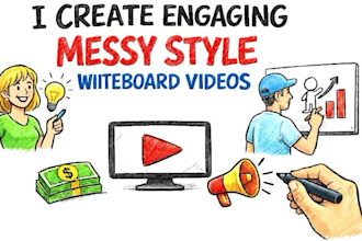create messy style doodle whiteboard animation video
