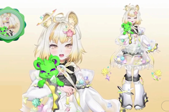 design 2d v tuber model, anime art, live 2d rigging for streaming