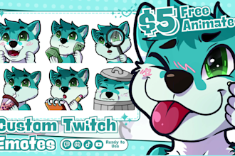 draw twitch emotes, animated emotes, badges for twitch, vtuber and stream