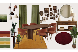 create interior exterior architecture mood boards, material boards and layout