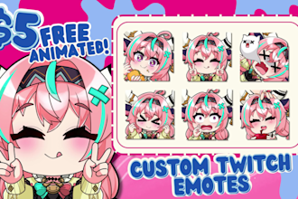 draw custom twitch emotes, animated emotes, chibi, vtuber emotes for stream