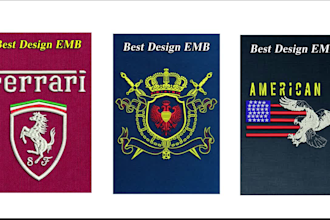 embroidery digitizing for text, logo, badge into dst, pes file in 2hr