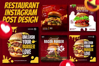 design social media ads or instagram posts for your restaurant