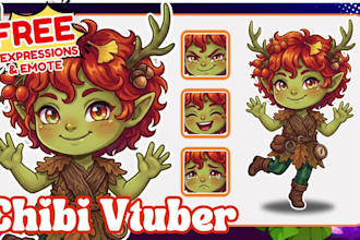 create anime chibi vtuber, chibi pngtuber model and live2d rigging for streamers