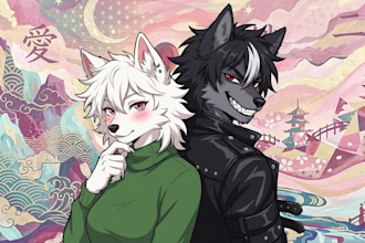 draw custom furry character, fursona and anthro art sfw