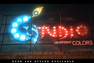 do led bulb logo animation, neon light signs intro video, light bulb neon signs