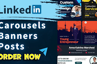 design attractive linkedin carousels, posts, covers, banners