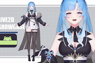 draw anime live 2d vtuber model, vtuber overlay, 2d vtuber model ready for rig
