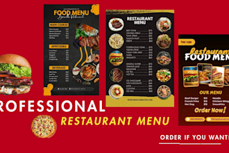 design restaurant menu, food menu and restaurant brochure