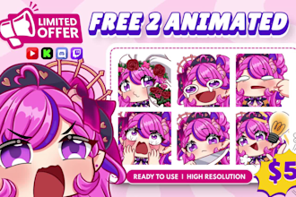 draw custom twitch emotes, chibi emotes, animated sub badges for vtuber streamer