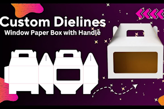 create packaging box dieline, die cut and cut lines