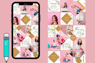design canva instagram template and puzzle feed