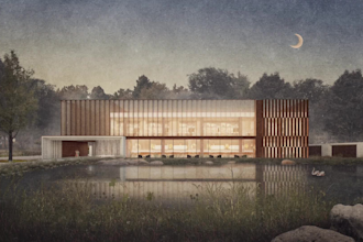 create atmospheric architectural visualization and post digital collage