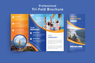do awesome trifold, bifold, brochure, flyer or company profile and menu design