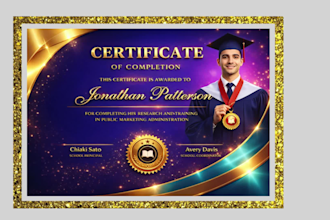 create professional certificate design with photo