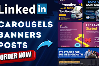 design attractive linkedin carousels, covers, posts, banners