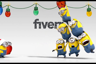 create a christmas video of the minions with your logo or text of your company