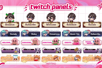 create awesome twitch panel in vtuber chibi style for you