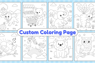 draw cute doodle line art coloring page for kids and adult, KDP