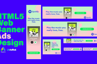design HTML5 web banner ad for google adwords, adroll