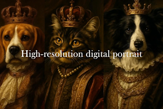 turn your pet into a majestic royal pet portrait painting