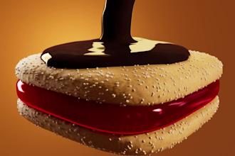stunning 3d food animation, 3d chocolate bar, food menu design, 3d food model