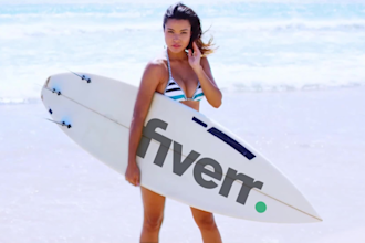 create a realistic surf promo with beautiful girls