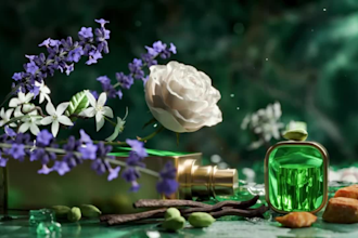 make 3d product design, 3d perfume animation, 3d flower animation, 3d cgi plant