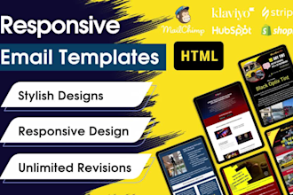 create responsive email design for mailchimp template and klaviyo