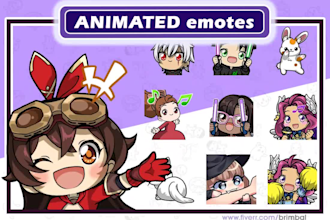 custom animated chibi emotes for twitch or discord or youtube 24 hour delivery