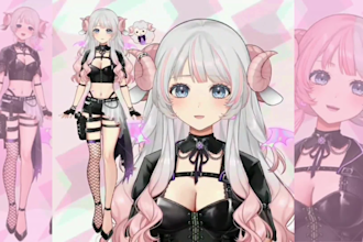 design vtuber male and female live2d model use live2d rigging for vtube studio