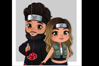 draw custom chibi illustrations, cute and personalized