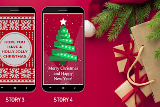 create a christmas or happy new year animated instagram story or post