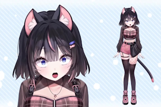 draw and rig 2d vtuber, live2d model commission, 3d vtuber model, live2d rigging