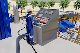 create 3d mechanical process animation video for oil refinery and pipeline