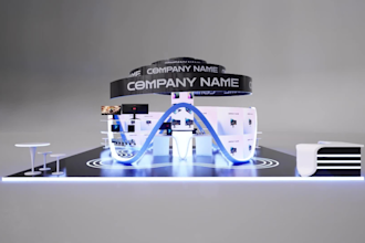 design 3d trade show, kiosk, stall, or exhibition stand