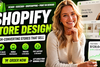 do shopify store design or redesign shopify dropshipping website and shopify pod